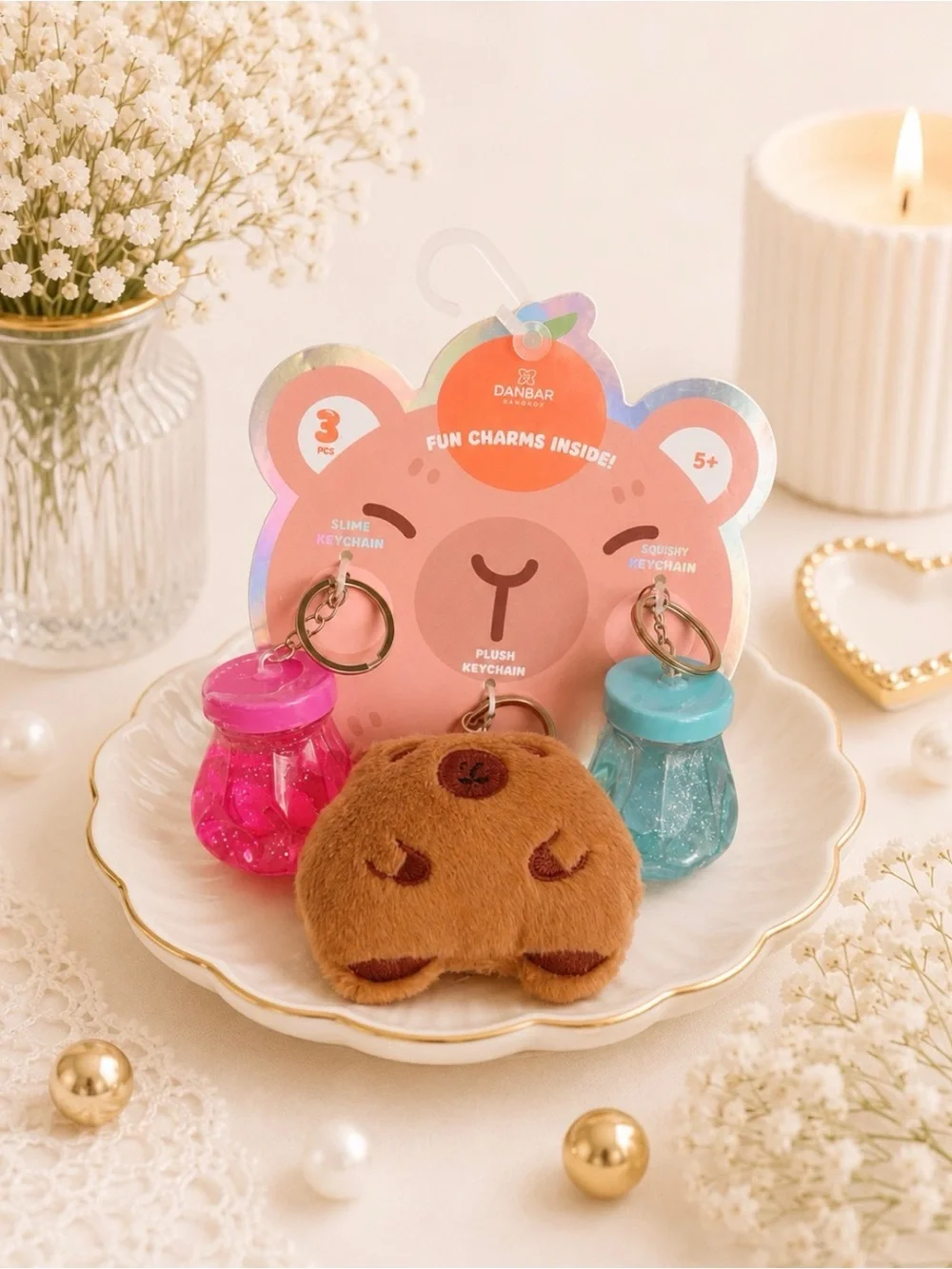 Set of 3 Capybara Charm Keychains
